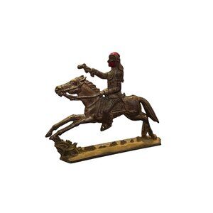 Vtg Asian Art Ethic Metal Lady on Horseback Zinc Antique